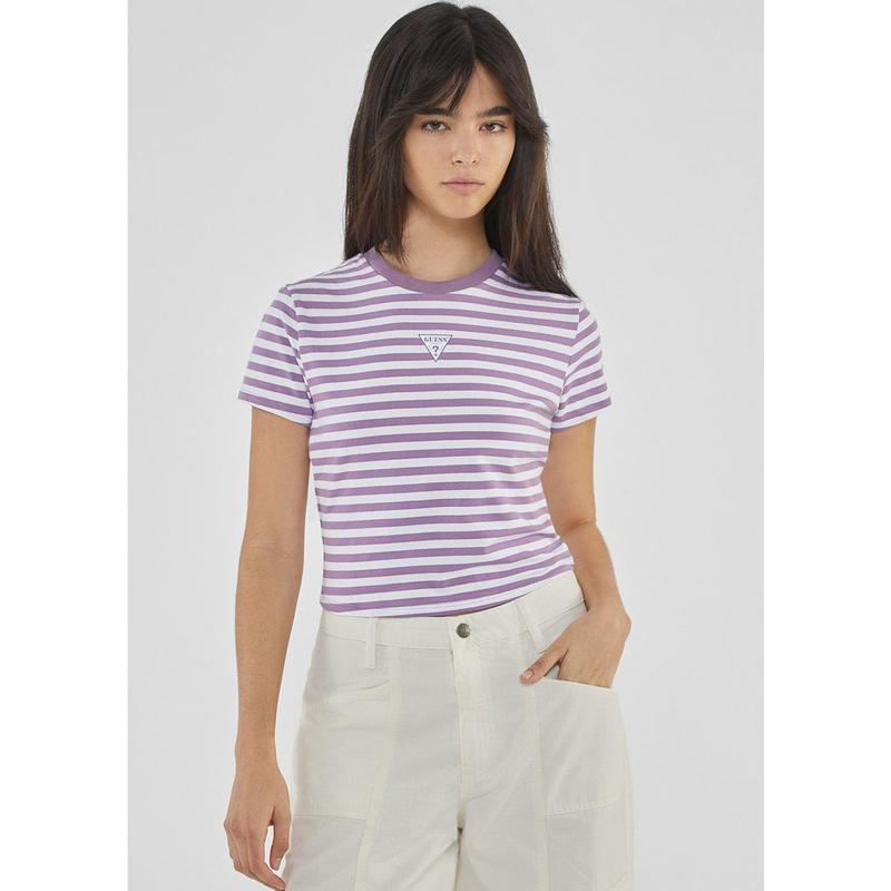 女性GOミニ三角ロゴストライプベビー半袖Tシャツ(YO3K2331)