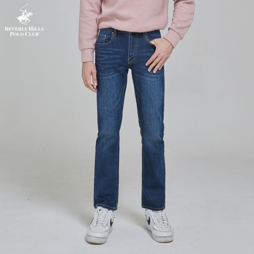 (ジンマニア) ビバリーヒルズポロクラブシックポップブルーセミブーツカットデニムパンツメンズパンツ