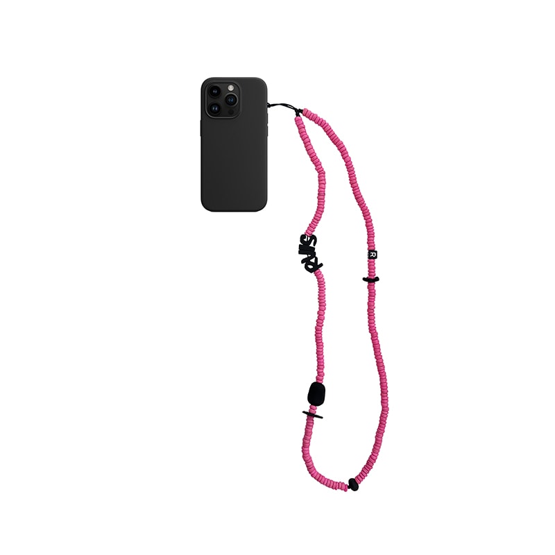nature beads crossbody phone strap pink 57cm