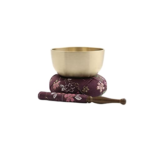 京仏壇はやし 国産 おりんセット さくら柄 美桜りん 丸布団 セット 2.5寸 (直径7.6cm) 紫 【仏具拭きミニク