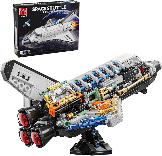 スペースシャトルビルディングブロックセット - 伸縮性のある衛星を備えた宇宙船ビルディングトイ半透明デザインコレクション 家庭やオフィス装飾用大人&男の子への誕生日プレゼント8-12(536個)