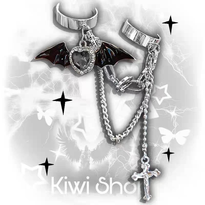 ブラック スイート クール デーモン クロス リング 地雷 サブカルチャー ダーク ゴシック デザイン