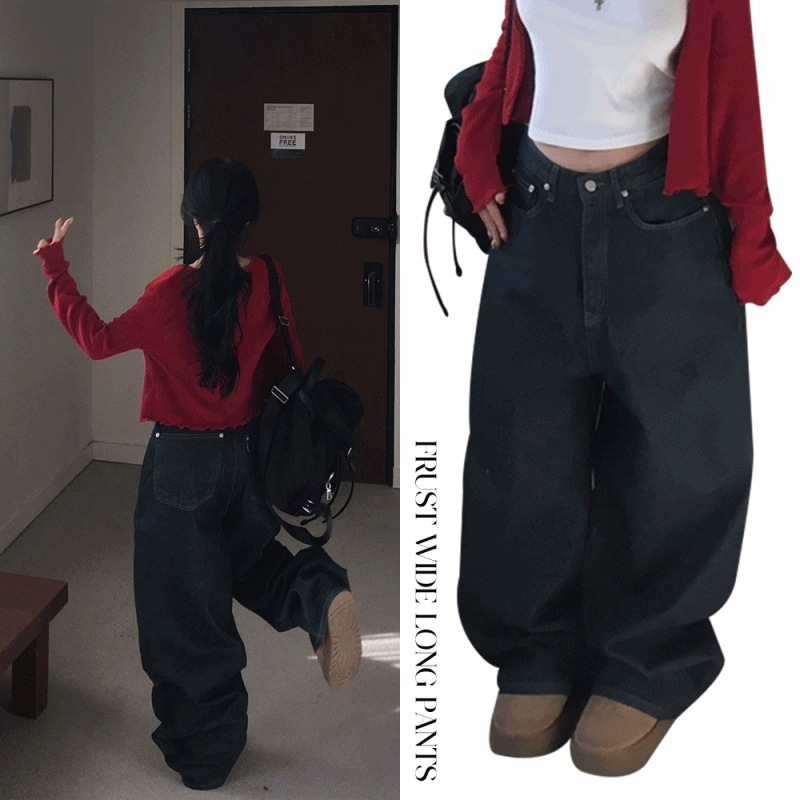 [OOTJ] 生地 デニム ワイド ロング パンツ