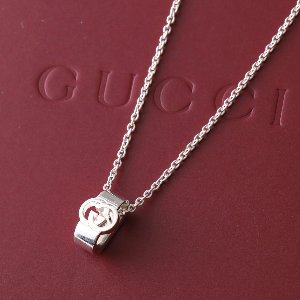 GUCCI グッチ ネックレス INTERLOCKING インターロッキング 818927 J8400 メンズ ダブルG チェーン ペンダント アクセサリー 8106/SILVER