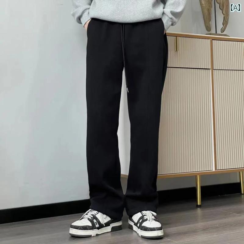 メンズ レディース カジュアル パンツ ボトムス 長ズボン 黒 スウェット ストレート ファッション 快適
