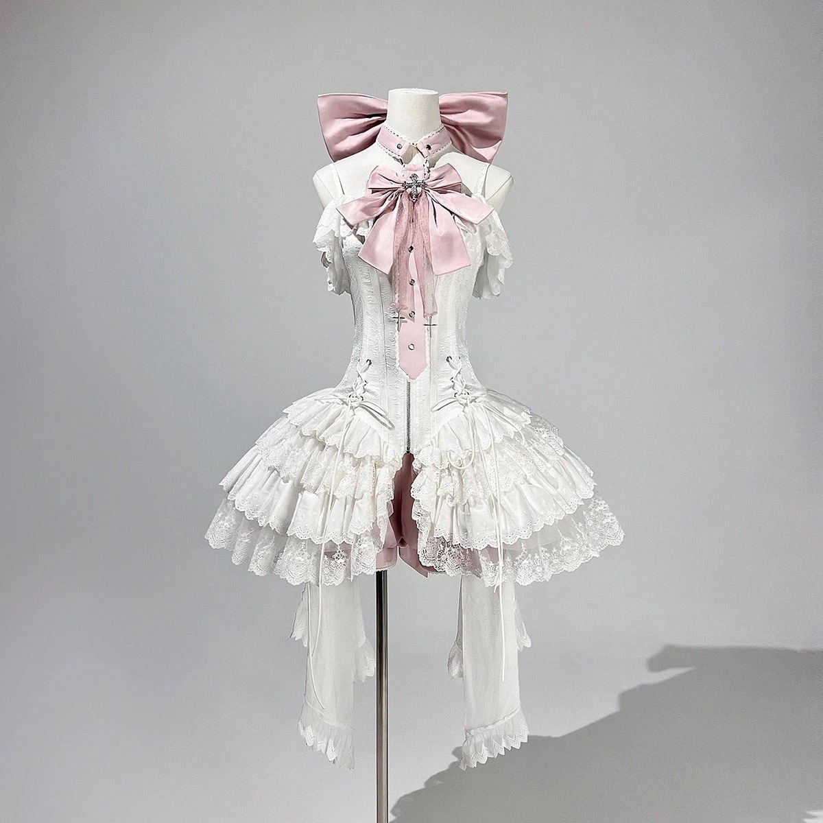 正規品デザインリボンバレエlolita白い粉蝶結びロリータワンピースドレス