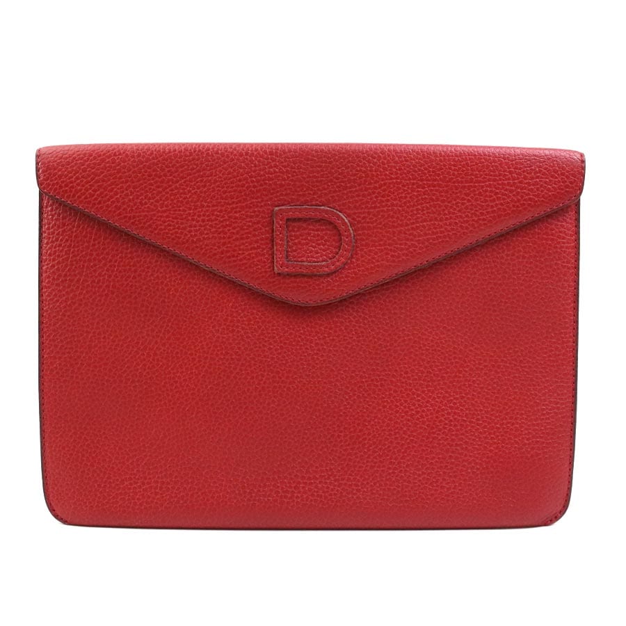 DELVAUX デルヴォー クラッチバッグ レザー レッド レディース h31383a