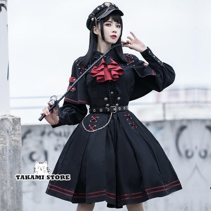 【ハロウィン】セット 長袖 コスプレ 衣装 制服 軍服 ゴスロリロリータ 軍ロリ セットアップ ワンピース ブラウス スカート