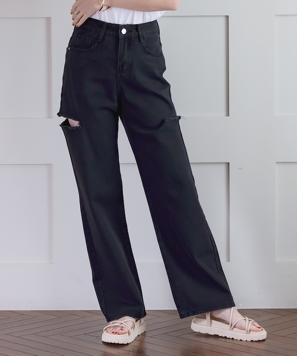 サイドスリットデニムストレートパンツ / WEGO | ファッション