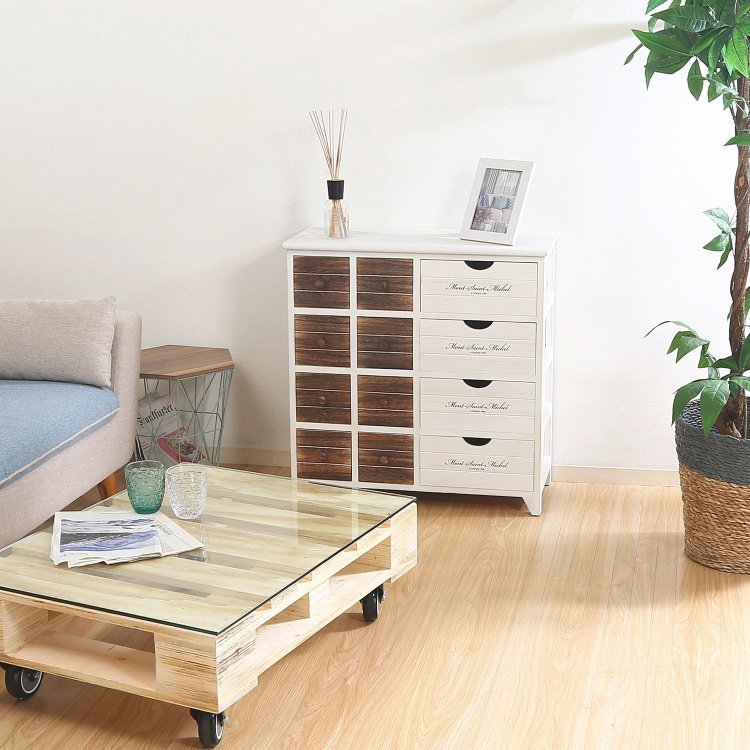 チェスト おしゃれ 4段 アンティーク調 幅68×奥行32.5×高さ71cm 13,335円