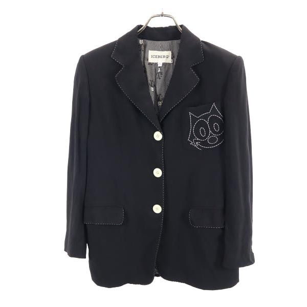 イタリア製 ウールブレンド フィリックスザキャット フィリックス ザ キャット テーラードジャケット 40 ブラック レディース