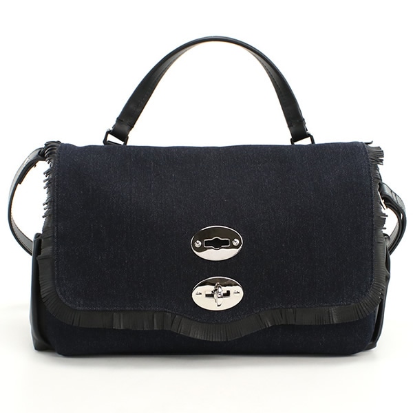 ハンドバッグ ショルダーバッグ 6120 デニム ネイビー レザー レディース