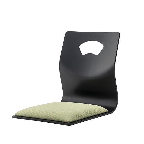 和風 座椅子/フロアチェア 4脚セット 取っ手付き イエローグリーン 幅36奥行52高さ43cm リビング 座敷 和室 客室