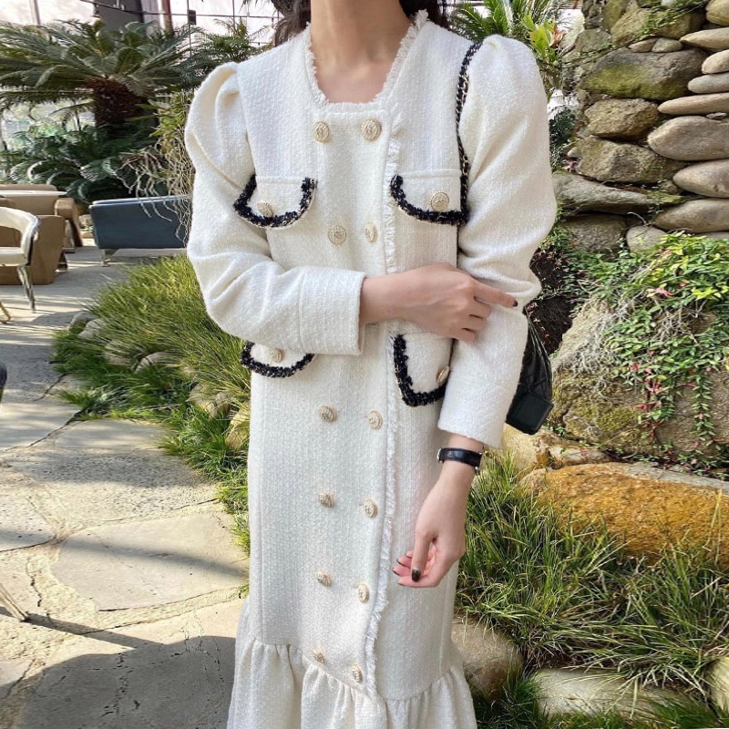 ワンピース ティアードワンピース 裾ティアードワンピース ロング丈 マキシ丈 長袖 パフスリーブ ラウンドネック スクエアネック セミフレア 大人可愛い きれいめ シンプル カジュアル 上品 おしゃれ