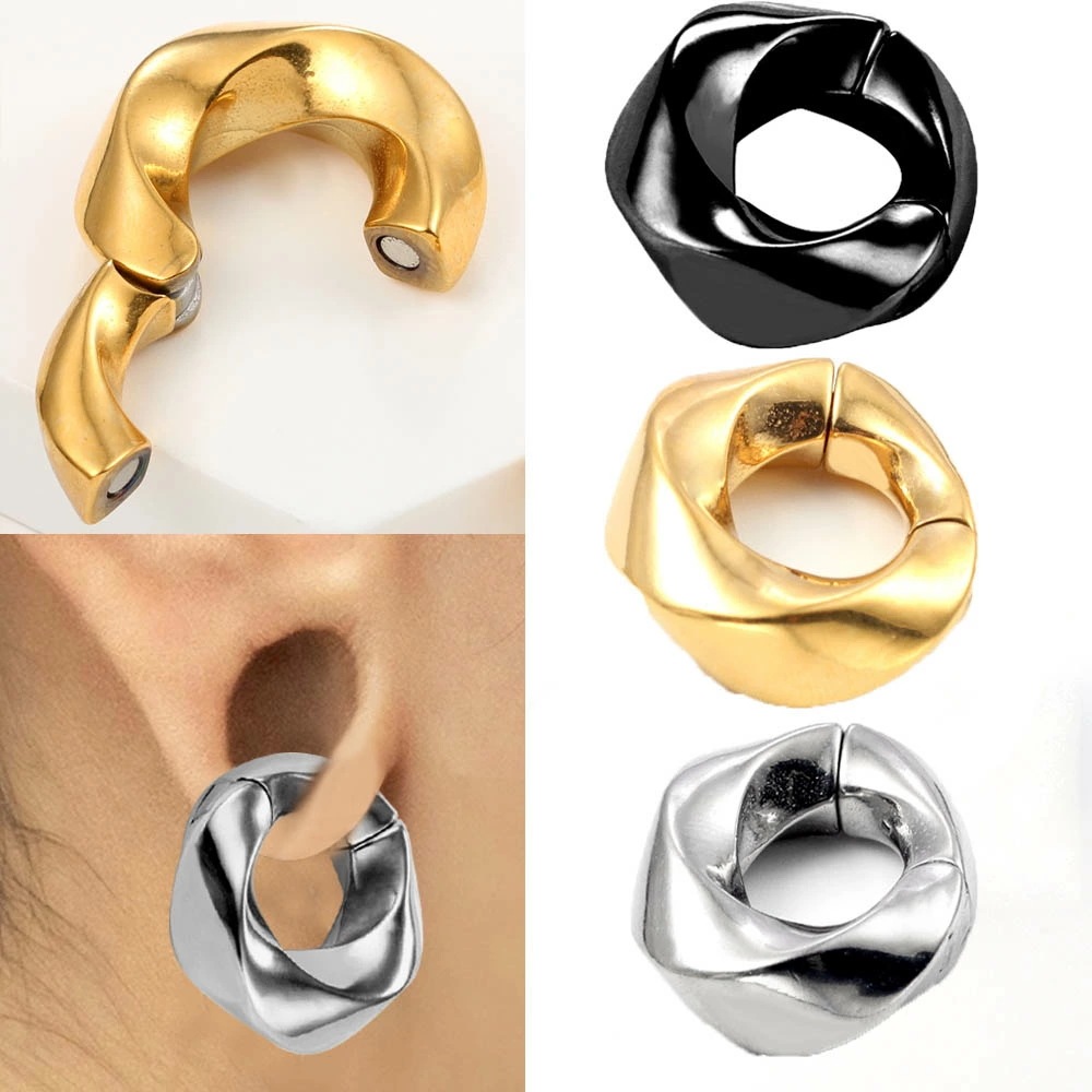 ボディピアス ツイストロックマグネットクリッカー ステンレス ゲージ2G ヒンジ付き 装着簡単 ワンタッチ 黒金銀色 重い 磁石 ラージホール 耳たぶ 太い 鼻 乳首 人気 bc209xxxxxxxx