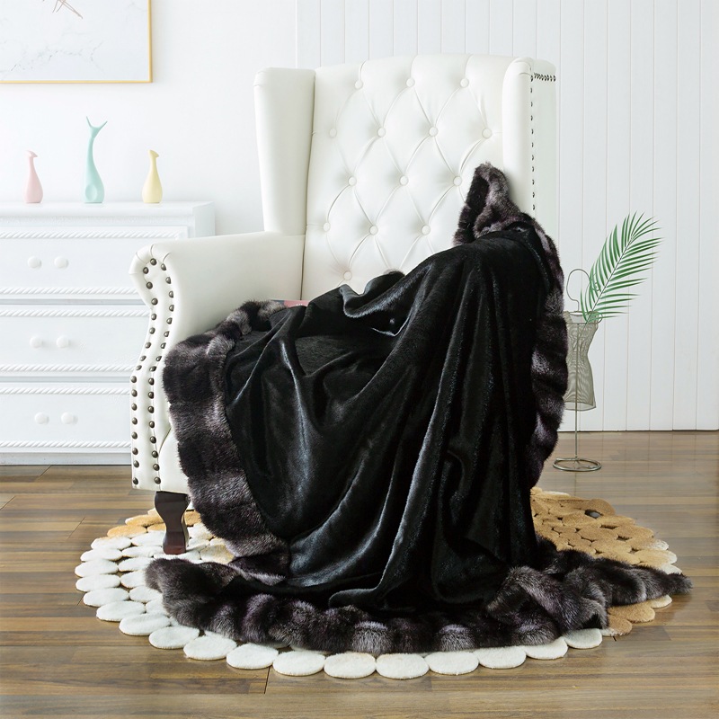 北欧クラシックの軽奢でシンプルな宮廷風テン毛皮の敷物毛布春秋の薄手のソファ毛布をかける
