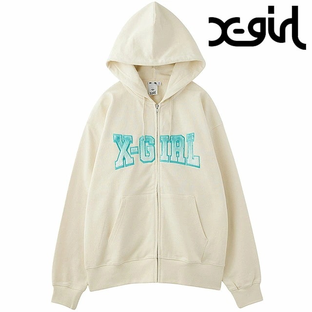 フェイクファーロゴ ジップアップ スウェットフーディー [105244012030] レディース トップス フルジップパーカー WHITE