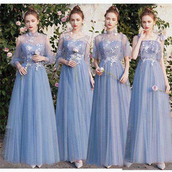 ブライズメイド ドレス ロングドレス パーティードレス ブルー 青 編み上げタイプ 演奏会用ドレス 大きいサイズ ワンピース 大人 フォーマルドレス 結婚式 ミセス ピアノ 発表会