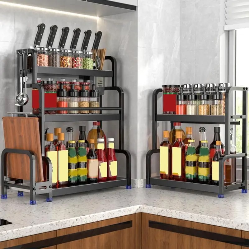ステンレス製キッチン収納ラック調味料箸棚ナイフジャーオーガナイザー家庭用アクセサリー23層
