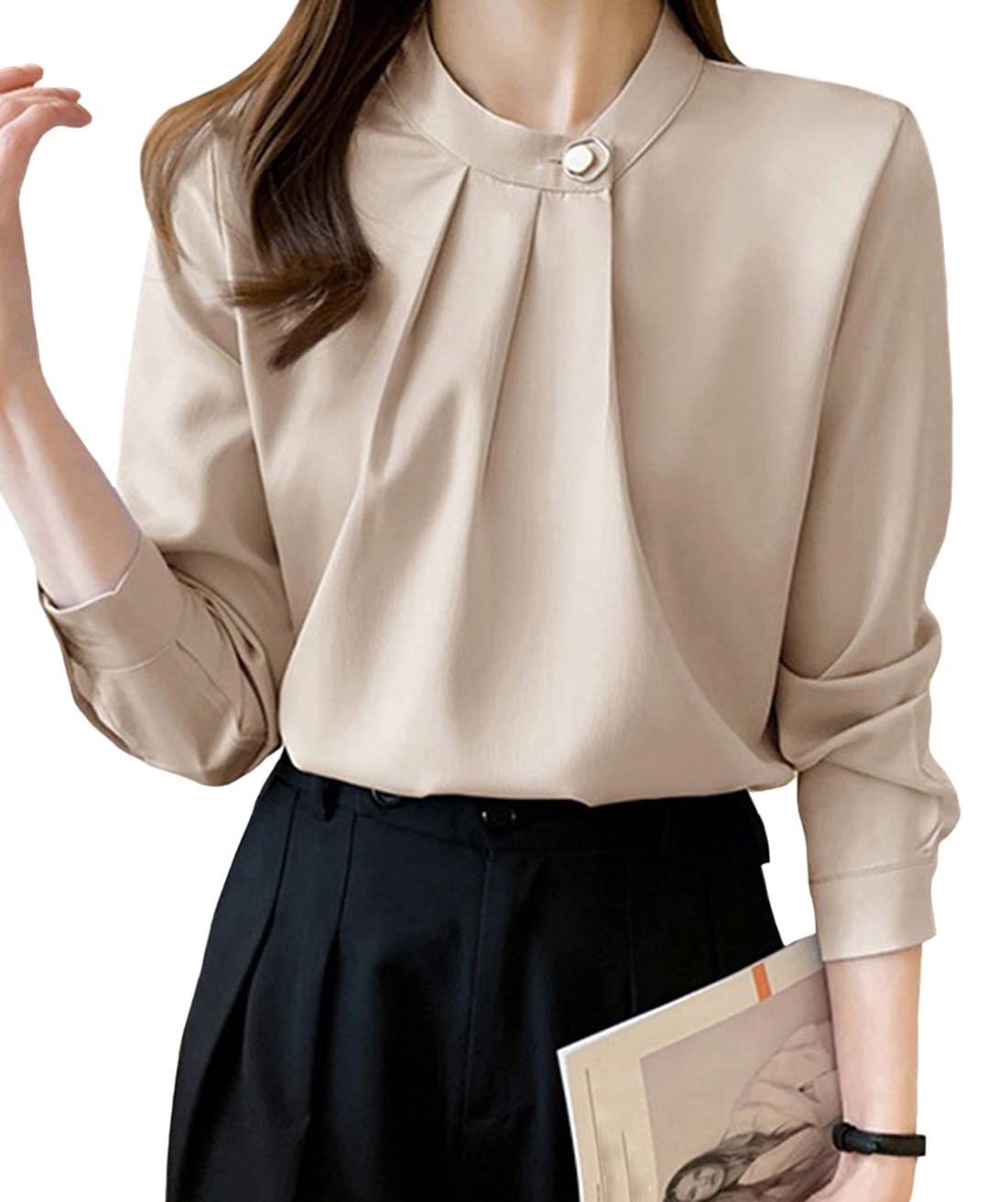 ブラウス レディース 長袖 シャツ 春夏 オフィス シフォン 無地 カジュアル おしゃれ 大きいサイズ