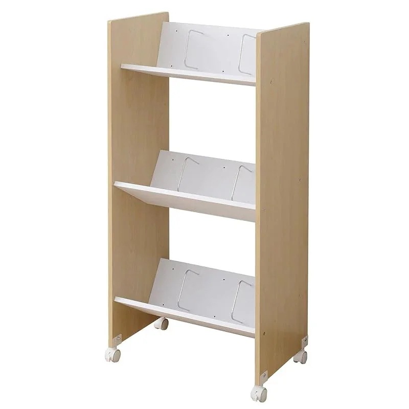 【即納】[山善] A4ファイルラック 3段 キャスター付き 斜めで取り出しやすい 幅55×奥行36×高さ120.5cm 書類収納 ファイルワゴン 組立品 ナチュラル CFR-12533C(NA)