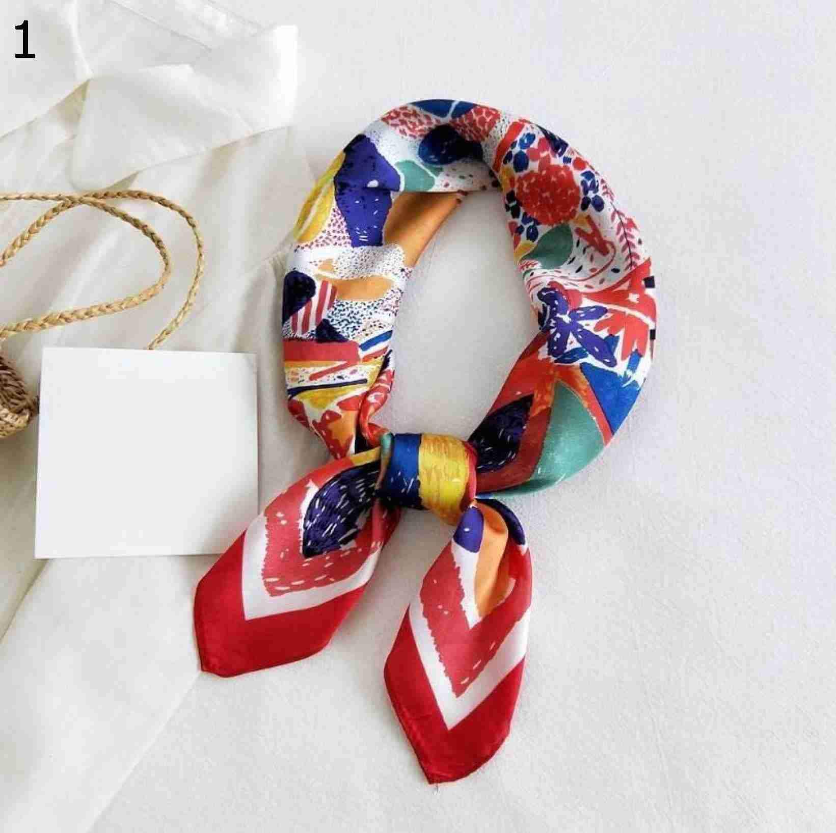 【20%OFFクーポン～】女性多機能ポリエステル スカーフラップ レディース スカーフ誇張されたパターン印刷サテン スクエア ヒジャブ スカーフ (Color : Red Size : 70x7