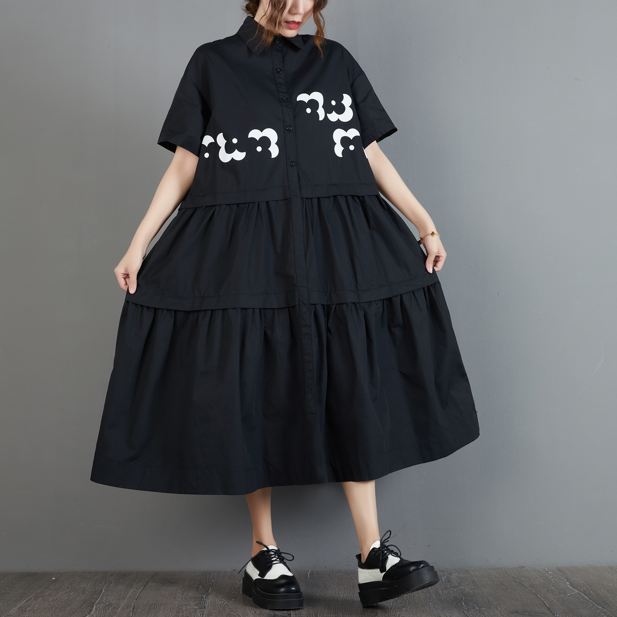 ワンピース ミモレ丈ワンピース シャツワンピース 半袖 襟付き 切り替えデザイン ハーフボタン ミモレ丈 かわいい 大人可愛い きれいめ シンプル 上品 おしゃれ 大人女子 こなれ感 きちんと 4,821円