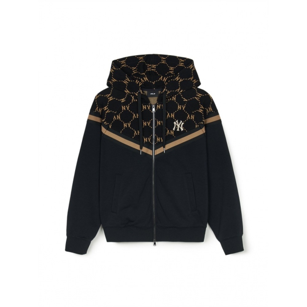MLB ダイヤモンドモノグラムジャカードパーカージップアップ NY (ブラック)