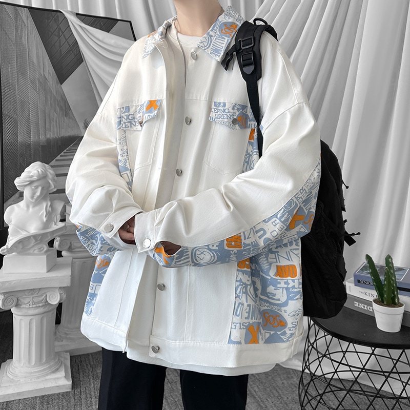 春と秋のモデルのスプライシングジャケットメンズインス百トップスゆったりとした大きなサイズのコートのトレンドの韓国版パーカー・トレーナー