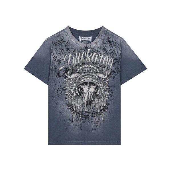 PREMIUM ヴィンテージ スカルアップリケ 半袖Tシャツ 252TS392-21_IC