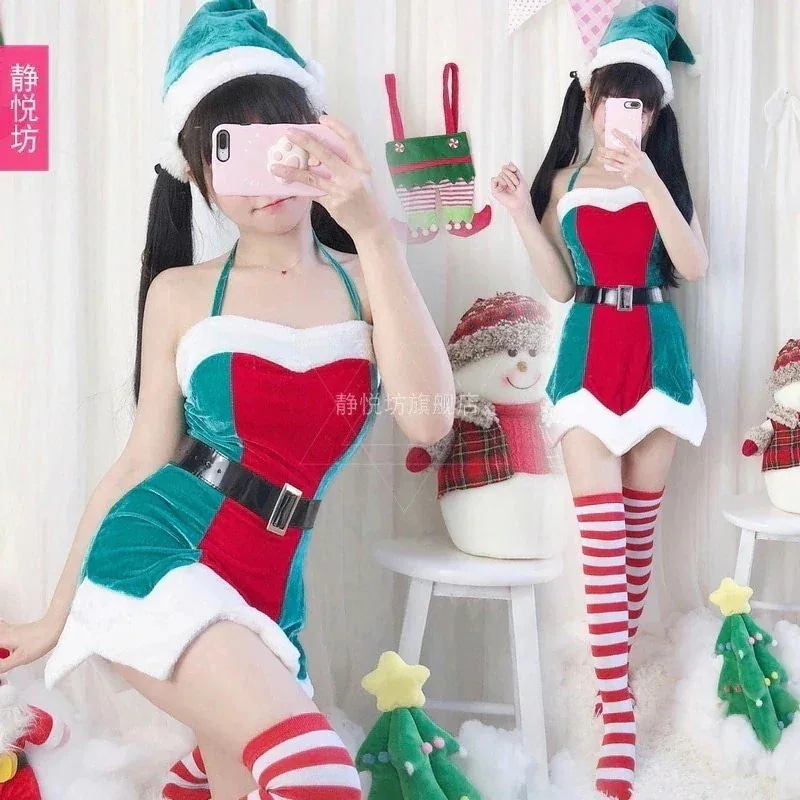 クリスマス服成人女性クリスマス今週の割引は 25% オフです服祝日パーティー衣装日本サンタクロース木セクシーワンピース30%までに制限