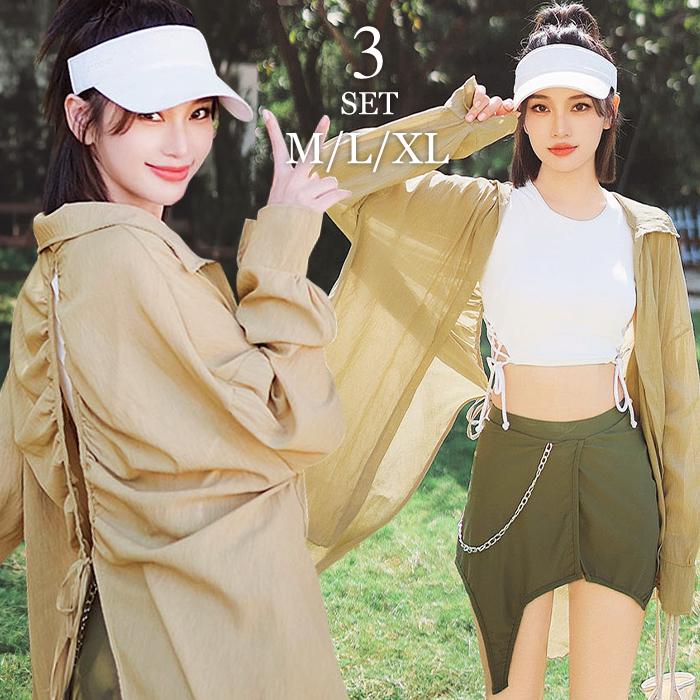 30代 オーバーシャツ付き 体型カバー タンキニ 3点セット クーポン利用で4 水着レディース 20代 ママ水着 おしゃれ 40代 春のビッグセール 580円