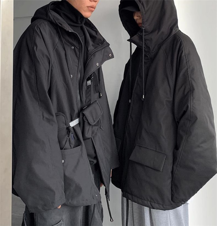 韓国ファッション冬 ゆったりする カジュアル 減齢 厚手 フード付き コート 綿の服 カップルウェア