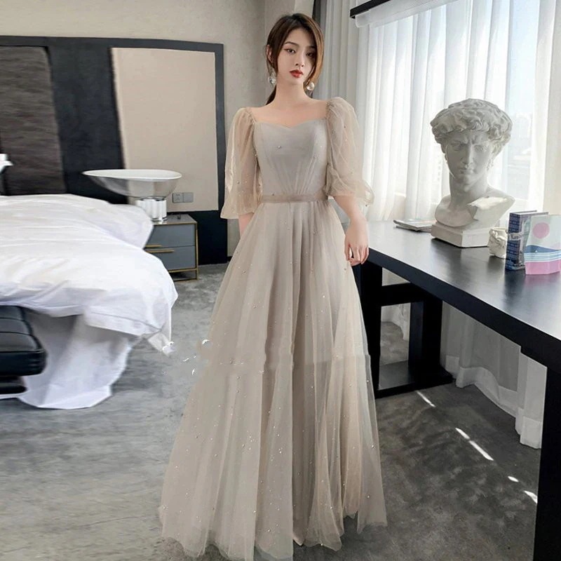 ウェディングドレス花嫁ドレスロング丈ワンピースプリンセスドレスイブニングドレスAラインブライドメイドドレス結婚式演奏会用キレイめ着痩せ