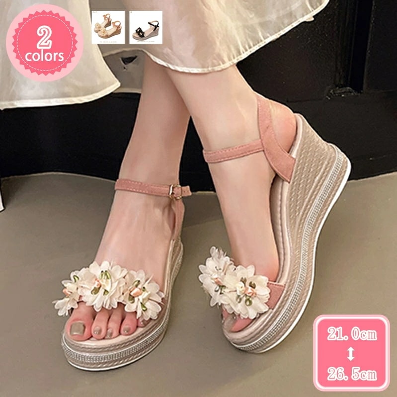 777円OFFクーポン サンダル ストラップ 厚底 ウェッジソール レディース 春夏 厚底ウェッジ 8.5cmヒール 無地 黒 歩きやすい アンクルストラップ オープントゥ スエード かわいい 大きい