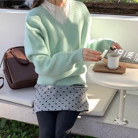 レディース トップス ニット セーター 長袖 Vネック プルオーバー かわいい 大人可愛い きれいめ シンプル カジュアル 上品 おしゃれ かっこいい レトロ こなれ感 ラフ メンズライク マニッシュ