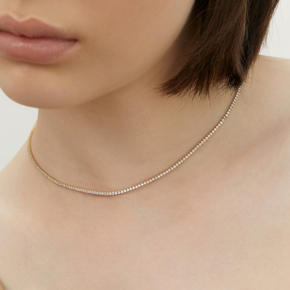 LUNNE シルバー 925 ブリリアントスリムテニスネックレス #LSN56