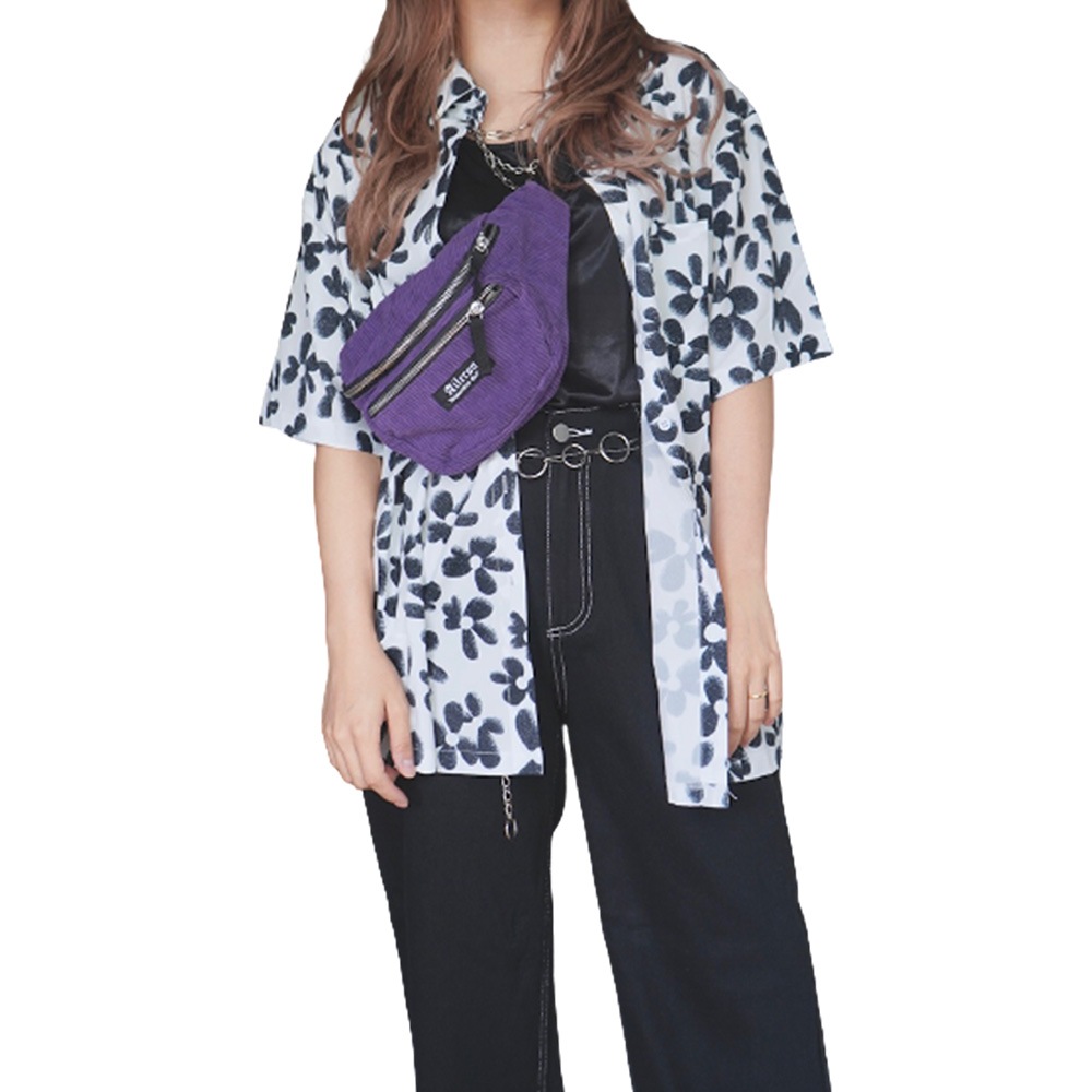 Black Flower Oversized Shirts (white) A.D.G レディース ファッション トップス