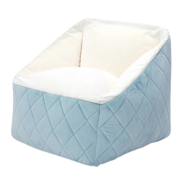 ゆったりと座れる肘があるビーズソファ ブルー