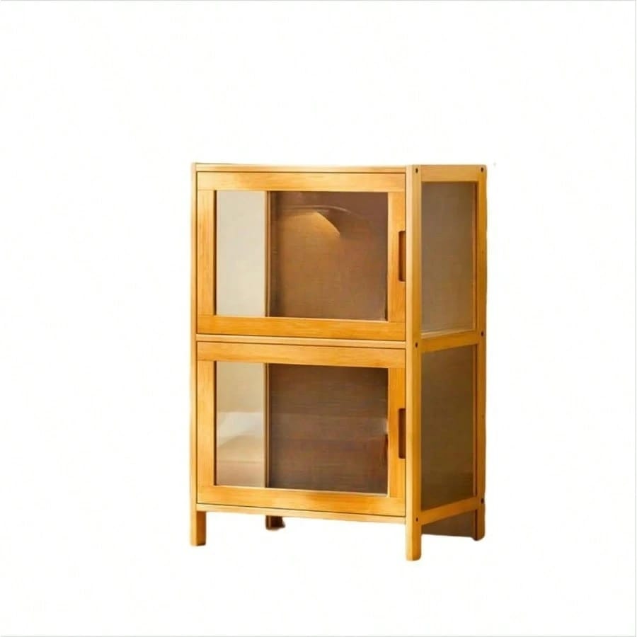 Vofuxo 木製フィギュアケース 大型キャビネット 透明パネル 収納棚 大容量 M25