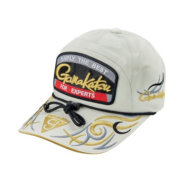 がまかつ 帽子 GM9112 フィッシングキャップ(ワッペン) ホワイト×ゴールド LL