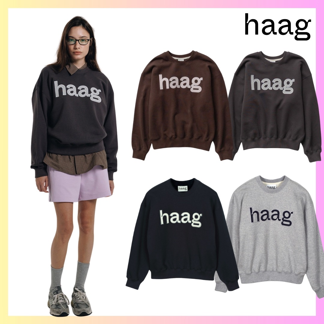[haag]a birthday sweatshirt - 4 colors + FREE OMAKE スウェット トレーナーレディースオーバーサイズ韓国ファッションプルオーバー