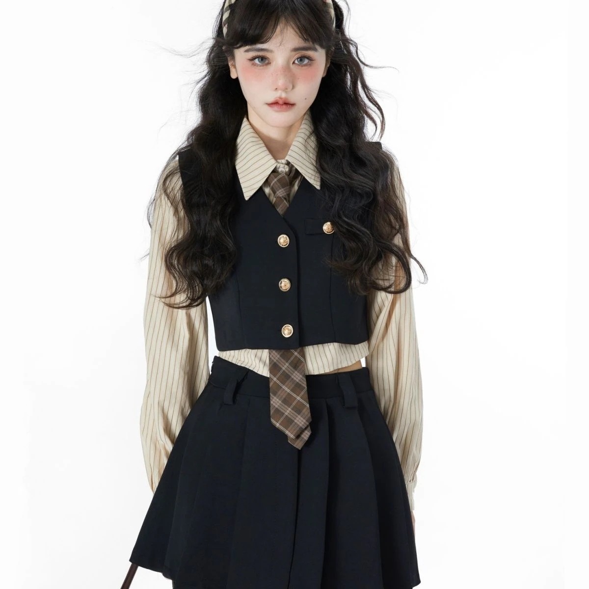 涼しく楽ちんセットアップフォーティライオンズ フォーティライオンズ 通勤 スーツ レトロ シャツ アメリカンカーキ カレッジスタイル ベスト アウター プリーツスカート