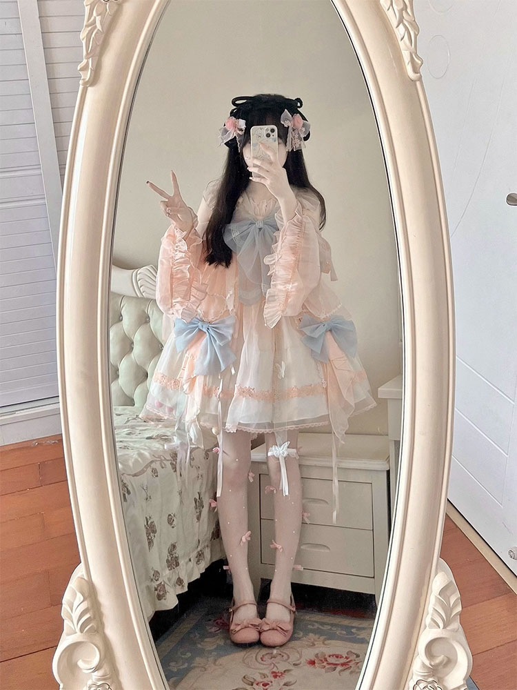 キャミソールワンピースチャイナパウダーブルー胸丈ロリータドレスjskロリータ可愛い妖精精霊逃亡者重工業プリンセスドレス