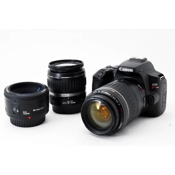 【中古】キヤノン Canon EOS Kiss X10 トリプルレンズセット 美品 SDカードストラップ付き