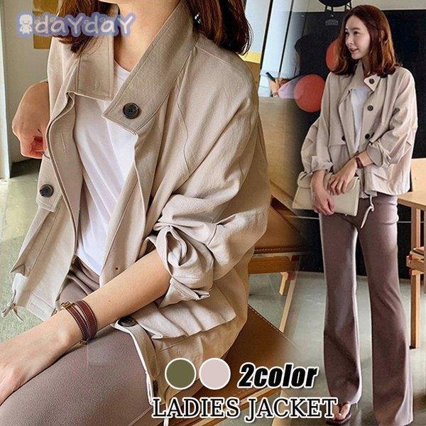 ジャケット レディース 秋新作 長袖ブルゾン ジャケットショット丈 ジャンバー 無地 オーバーオール