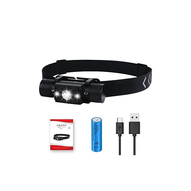 LEDヘッドライト 充電式 小型ヘッドランプ USB充電式 釣り 記憶機能 180角度調整 5モード
