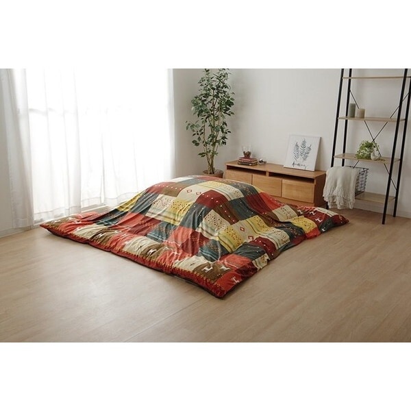 1151800241506 こたつカバー 正方形 カバー ギャッベ柄 ノルディック レッド 約215×215cm メーカー直送