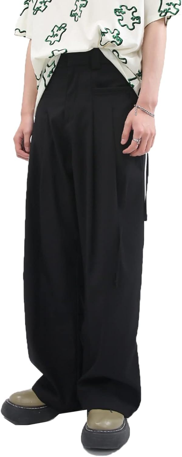 スラックス メンズ スーツパンツ プリーツ ドレープ ワイドパンツ 無地 カジュアル ロングパンツ 男性用 イージーパンツ ルーズ ガウチョパンツ バギー おしゃれ 脚長 ユニセックス 長ズ