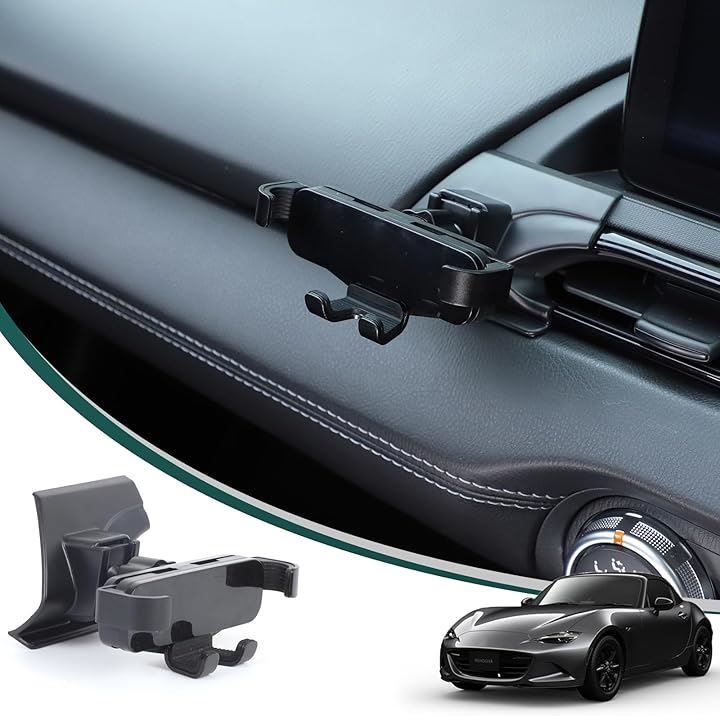 新型 マツダ ロードスター ND スマホホルダー スマートフォンホルダー 車載ホルダー スマホスタンド 携帯 回転クリップ スイッチ エアコンボタン ABS製 片手操作(一字型)